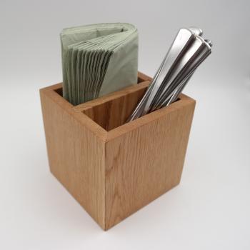 Box aus Eichenholz, geölt, für Besteck und Servietten