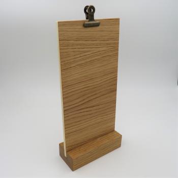 DIN Lang Display / Halter / Klemmbrett aus Eichenholz, geölt, herausnehmbar - B-Ware