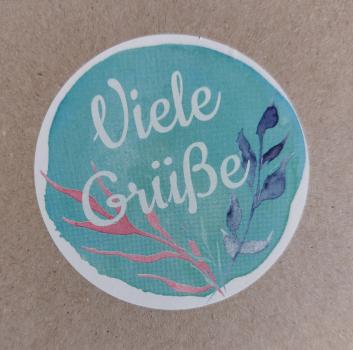 Aufkleber " Viele Grüße ", türkis, 100 Stück