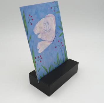 Kartenhalter Buche anthrazit deckend lackiert, 10,6 cm lang, mit breiter Nut