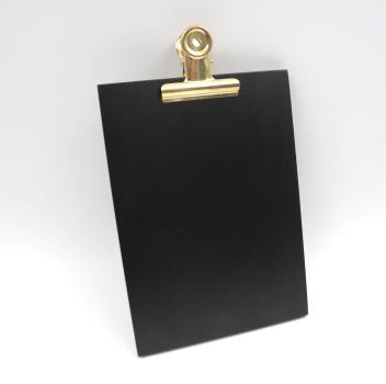 Preview: A6 Rechnungsbrett / Halter / Klemmbrett aus Buchenholz, schwarz gebeizt und lackiert