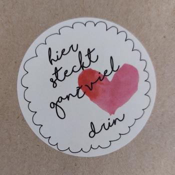 Aufkleber " hier steckt ganz viel Liebe drin", mit Herz, 100 Stück