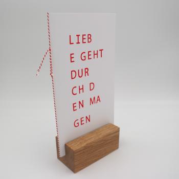 Preview: Kartenhalter Eiche geölt, 10 cm, breite Nut