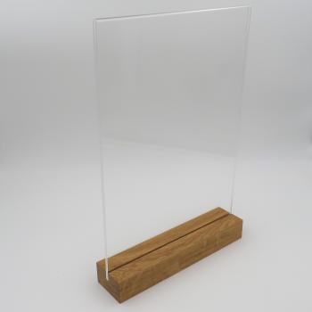 DIN A 5 Holzaufsteller hoch Display mit Acrylglas U-Tasche Eiche geölt