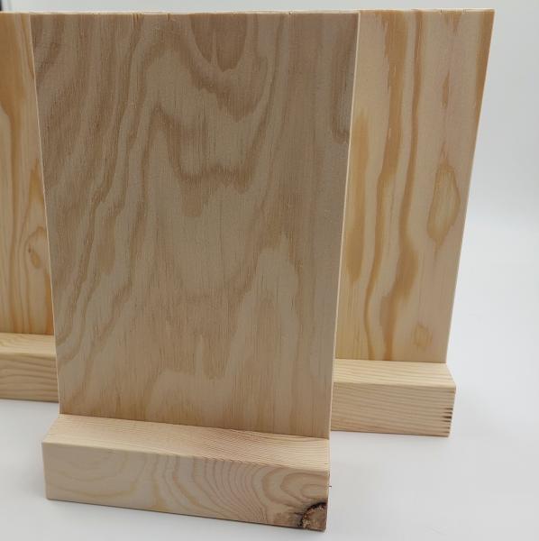 3 Stück A6 Display / Halter aus Weichholz ( Kiefer / Lärche ), natur, für Postkartenformat, B-Ware