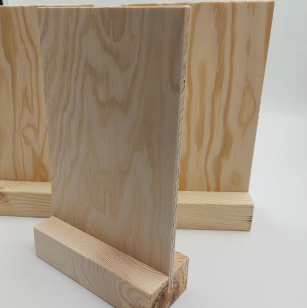 3 Stück A6 Display / Halter aus Weichholz ( Kiefer / Lärche ), natur, für Postkartenformat, B-Ware