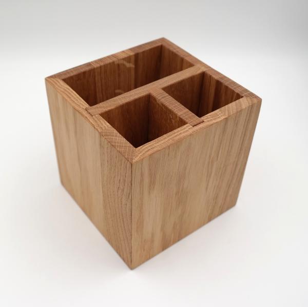 Box aus Eichenholz, geölt, für Besteck und Servietten