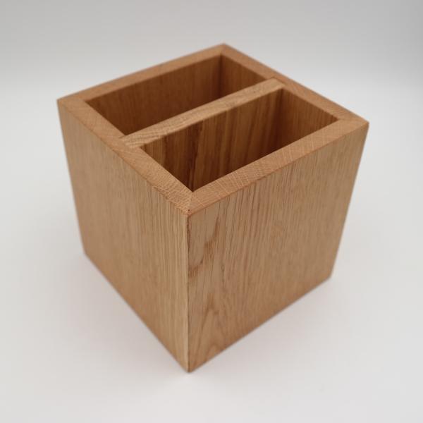 Box aus Eichenholz, geölt, für Besteck und Servietten