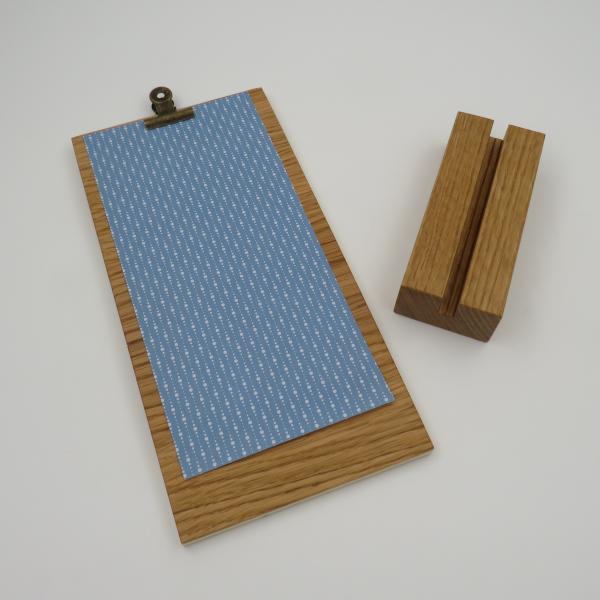 DIN Lang Display / Halter / Klemmbrett aus Eichenholz, geölt, herausnehmbar - B-Ware