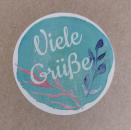 Aufkleber " Viele Grüße ", türkis, 100 Stück