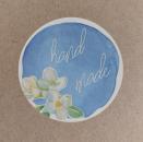 Aufkleber " handmade ", blau, 100 Stück